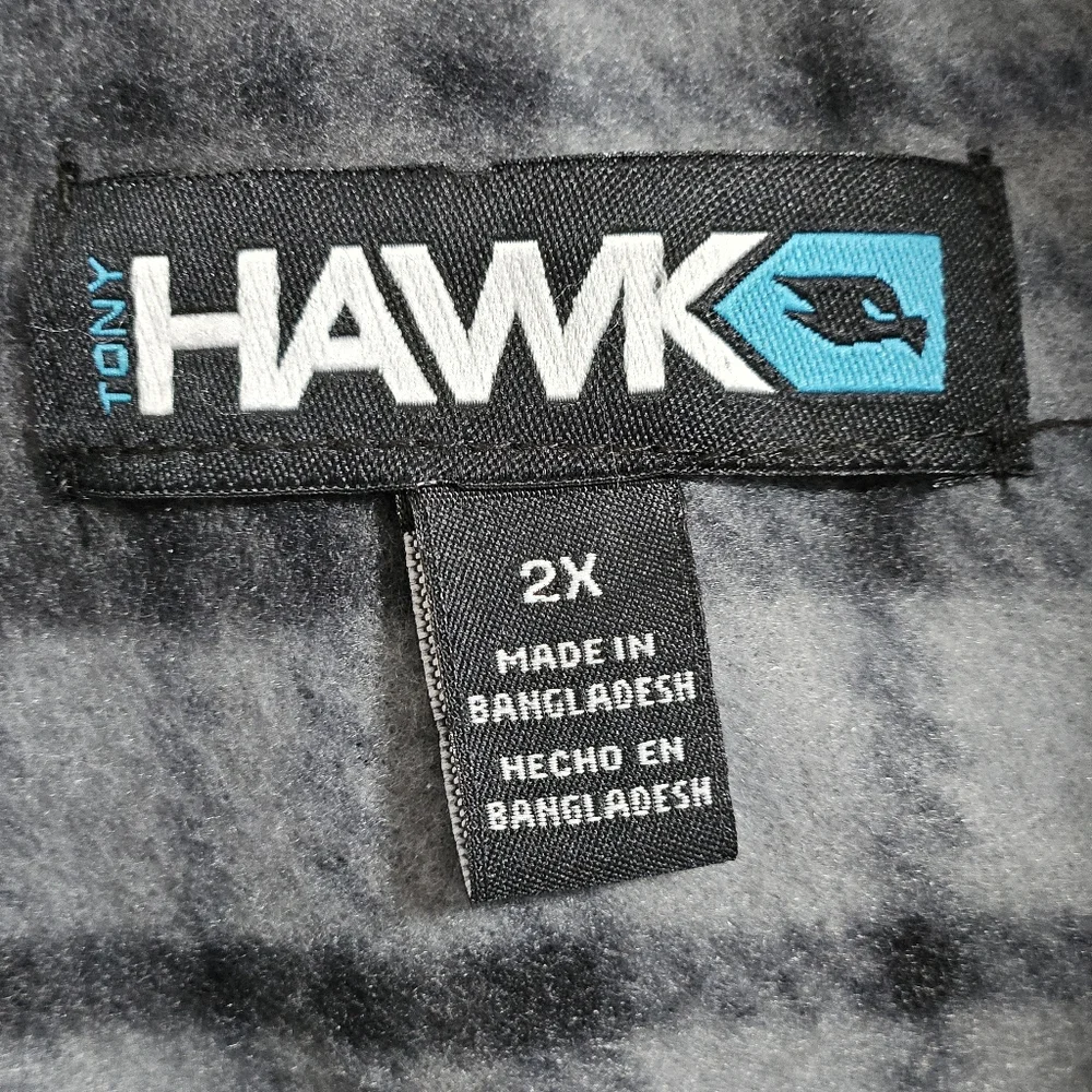 Tony Hawk NWOT Mens‎ Fleece Shirt Jacket Plaid Hooded Cozy Y2K 90s Style Gray 2X